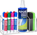 Magnetic Dry Erase Marker Holder, Acrylic Magnet Pen Holder for Whiteboard, Refrigerator, Magnetic Fridge Organizer for Office, Classroom, Whiteboard Maker Holder, Locker Organizer