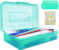 Mint Green Hard Pencil Case Plastic Large Capacity Clear Pencil Box Crayon Box Organizer 1 Pack Storage Container Organizer Boxes for Pens School Stylish Art Office Supplies Storage Medium for Boys