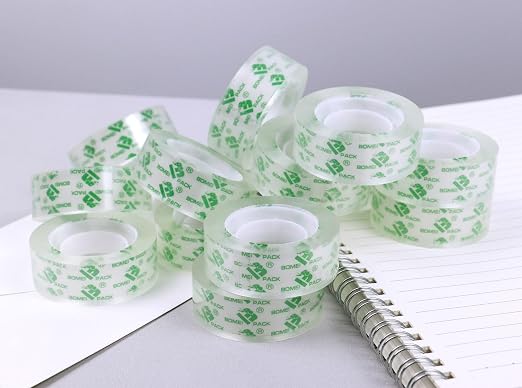 BOMEI PACK 36Rolls Crystal Clear Tape for Gift Wrapping, Transparent Tape Refills for Dispenser, Office Tape for Home and School, 3/4Inch x 1000 inch