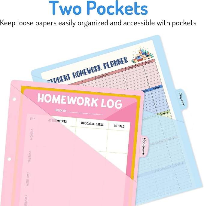 Forvencer 24 Count Dividers with Two Pockets, 8 tab Binder Dividers for 3 Ring Binder Organizer, Binder Divider with Tabs for School Office and Home Organization, Multicolor, 3 Sets