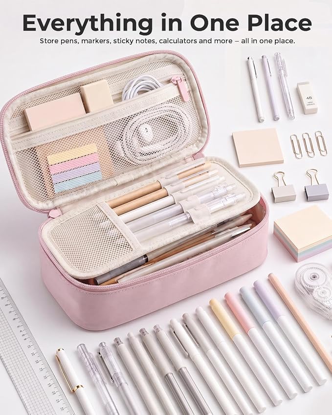 WEMATE Pencil Case, Large Storage Organizer, Makeup Bag, Teacher Must - have, Big Pencil Pouch, Marker Case for College