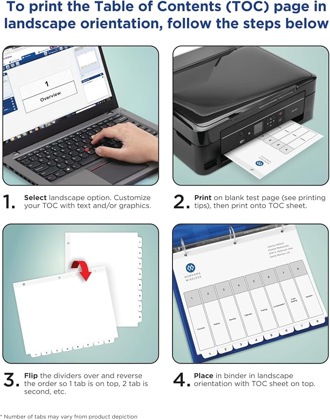 Avery A-Z Dividers for 3 Ring Binders, 26 Tabs per Set, Customizable Table of Contents, Multicolor Tabs, Great for Organizing Reports, Projects, and More (11125)