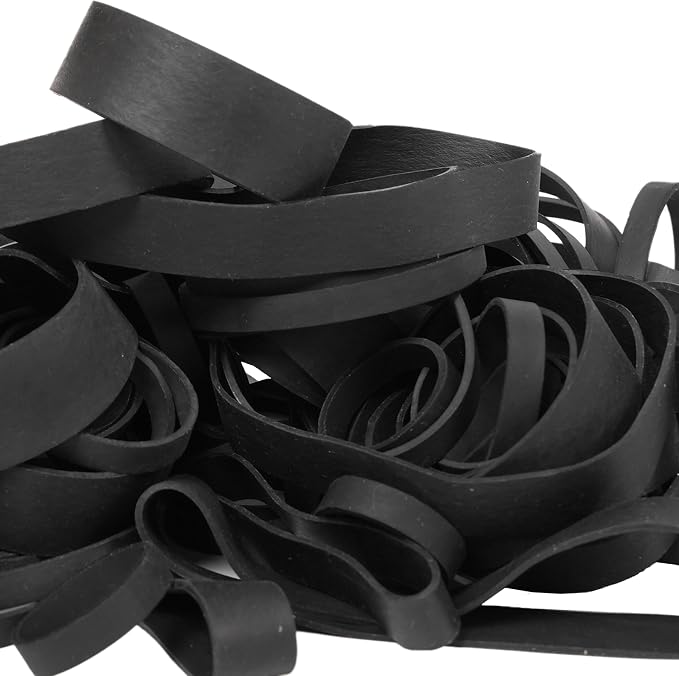 65Pcs Rubber Bands Assorted Sizes 6size 1.5in 2in #82#94 Size64 Size105 | Black Mixed Wide Elastic Bands for Survival Office Supply Tactical Rubber Bands