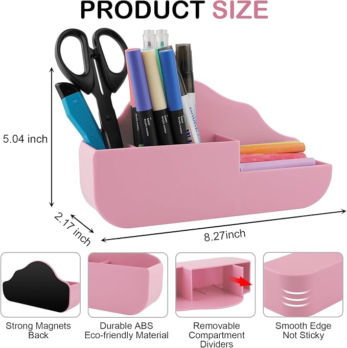 KITANIS Magnetic Pen Holder,3 Compartments Magnetic Dry Erase Marker Holder,Extra Strong Magnet Storage Marker Pen Pencil Organizer for Refrigerator,Whiteboard,Locker Accessories(Cloud Style)