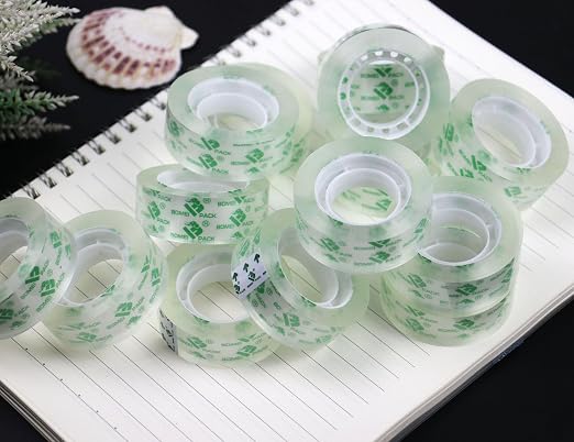 BOMEI PACK 96 Rolls Crystal Clear Transparent Tape, Stationery Tape Refills Rolls for Dispenser, 3/4 in x 900 in,1 inch Core, Gift Wrapping Clear Tape Bulk for Office, School and Home