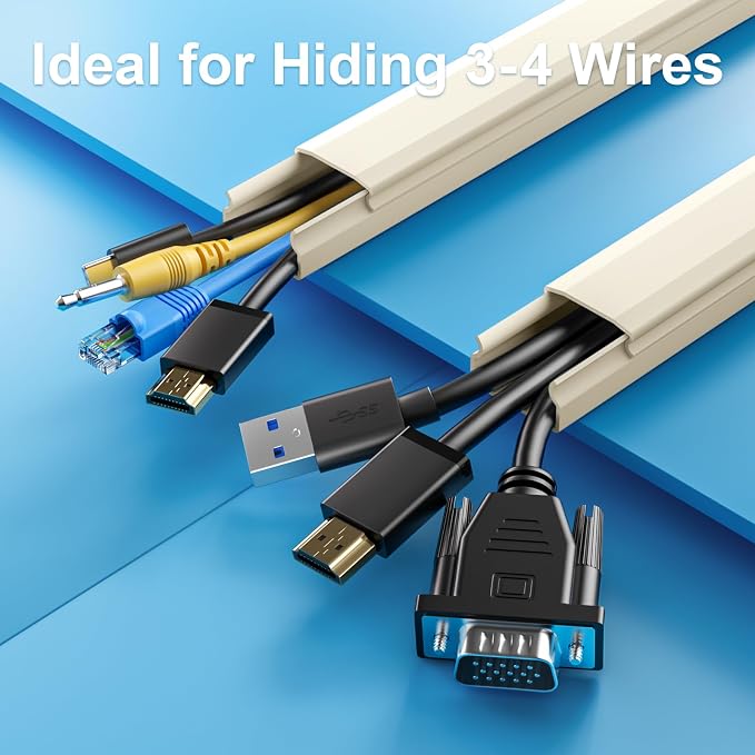 Yecaye TV Cord Hider, 42In Large Cable Hider Beige, Wire Covers for 4 Cords, Wire Hiders for TV on Wall, Cable Raceway Concealer, W1.18in H0.6in, Beige