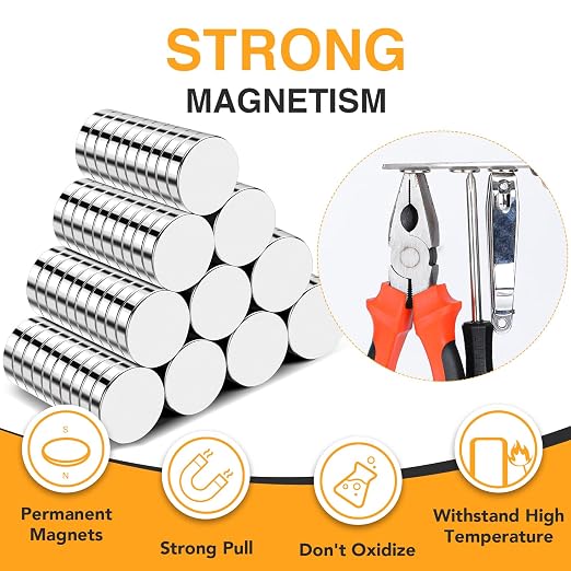 TRYMAG 15x2mm Small Disc Strong 120 Pcs Neodymium Rare Earth Magnets for Crafts, Heavy Duty Round Refrigerator Magnets for Whiteboard, Locker, Fridge, DIY, Crafts, Dry Erase Board
