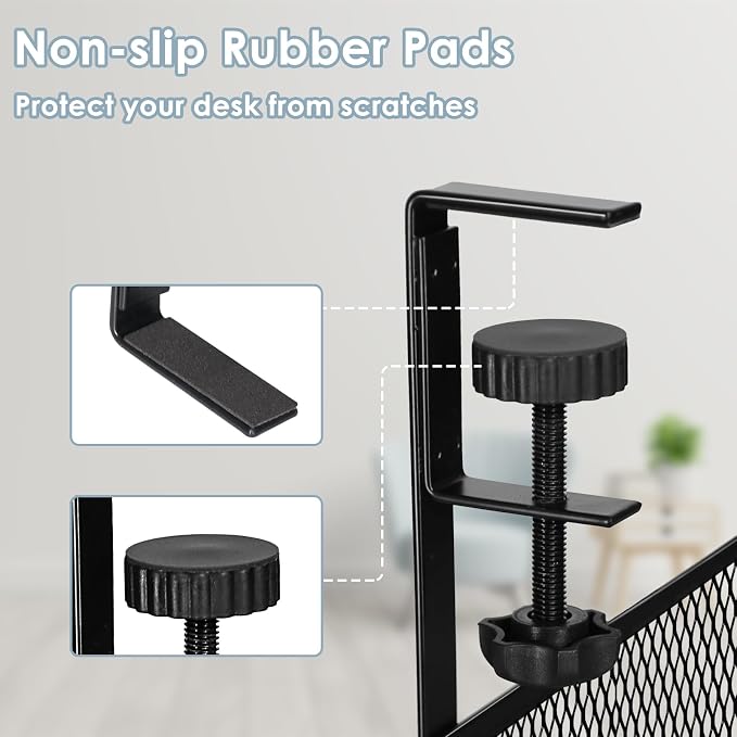 Cable Management, 25'' Cable Management Under Desk No Drill, Metal Cord Organizer with Clamp for Standing Desk, Cable Organizer for Home Office, Black