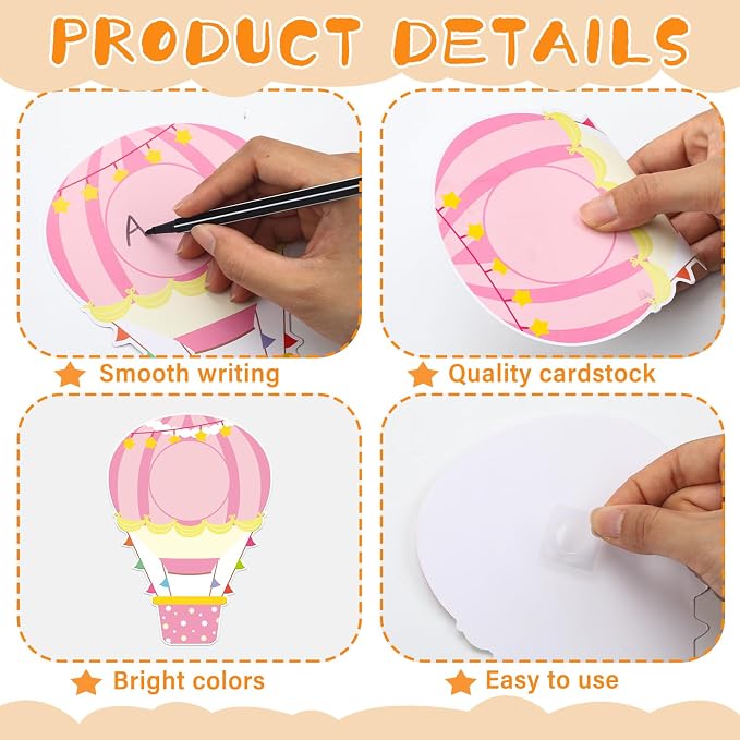 Fuutreo 60 Pcs Hot Air Balloons Cutouts Colorful Hot Air Balloons DIY Photo Craft Cutouts Name Tags Labels Bulletin Board Decoration for Back to School Party Supplies Offices Classroom Decor