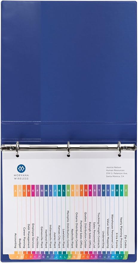 Avery A-Z Dividers for 3 Ring Binders,26 Tabs per Set,Customizable Table of Contents,Multicolor Tabs,Great for Organizing Reports,Projects,and More (11125),(Pack of 12)