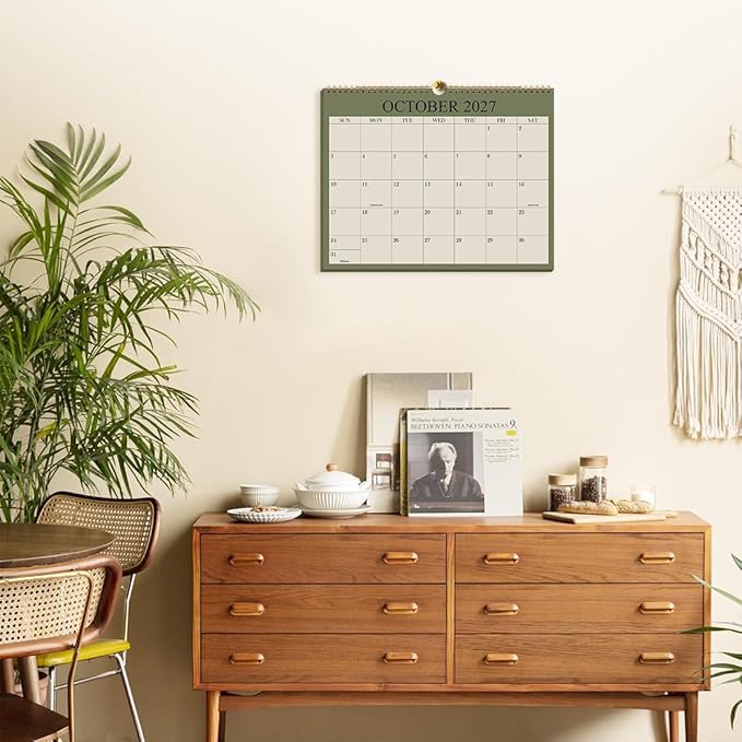 Calendar 2026-2027 - 18 Months Wall Calendar from July 2026 to December 2027, 2026-2027 Wall Hanging Calendar Planner with Thick Paper, 8.5" x 11", Beige