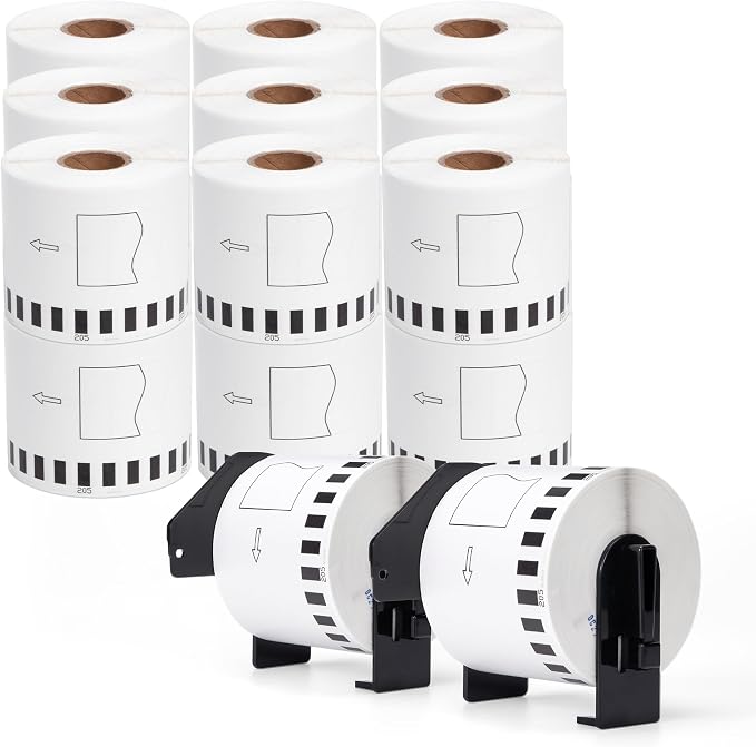 20 Rolls DK-2205 Compatible with Brother DK2205 (2.4 in X 100 Ft) Continuous Length Label Use with QL-800 QL 600 810W 820nwb Printer - 20 White Paper Rolls + 2 Frame