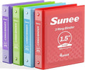 SUNEE 1.5 Inch Binders 3 Ring 4 Pack, 1 1/2 Inch Classic 4-Color Binder Set (8.5x11 Inches) for Office, School or Home Supplies