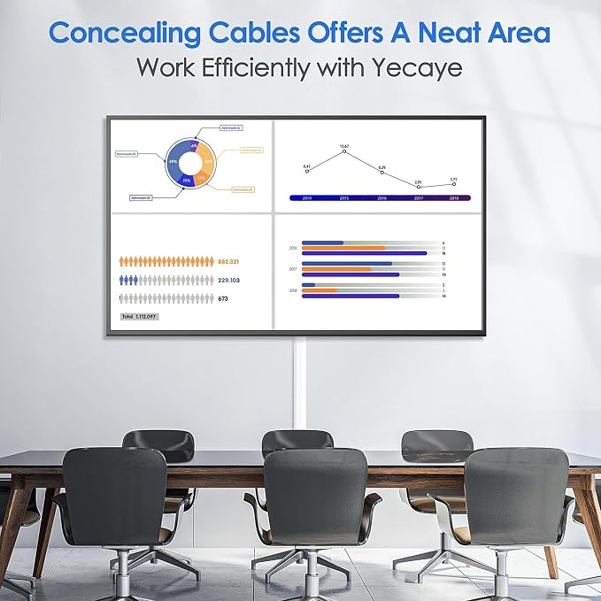 Yecaye TV Cord Hider, 236in Cord Cover, Large Cable Hider, Wire Covers for 4 Cords, Cable Raceway Wire Hider, Wire Hiders for TV on Wall, Cable Cover Cord Concealer, W1.18in H0.6in, White