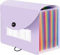 Sooez 24 Pockets Expanding File Folder with Blank Labels, According File Organizer with Expandable Cover, Desktop Accordion Folders Letter A4 Paper Document Storage Organizer, Purple