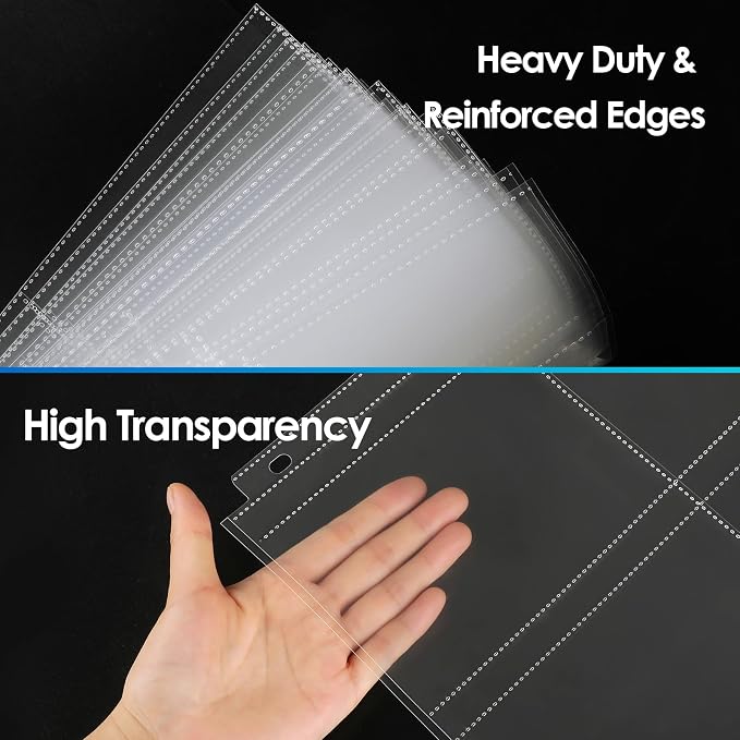 MaxGear 120 Pack 4x6 Photo Sleeves for 3 Ring Binder (720 Picture),3 Pocket | Heavy-Duty Archival Page Protectors, Clear Photo Album Refill Pages, Plastic Postcard Sleeves, Recipe Card Binder Inserts