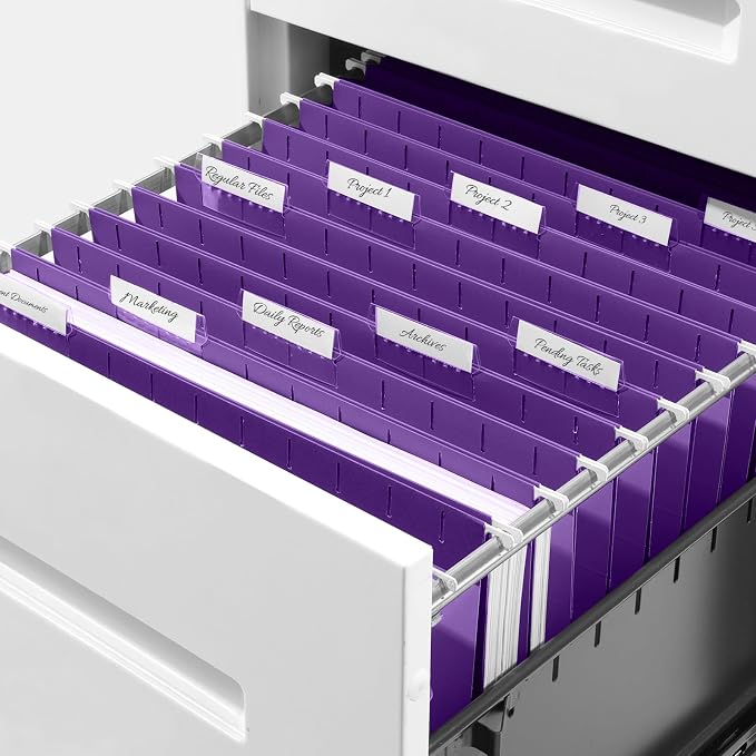 SUNEE 25 Pack Hanging File Folders, Purple Folders, Hanging File Folders Letter Size with 1/5-cut Tabs, Stay Organized for Your Home and Office Bulk File and Documents
