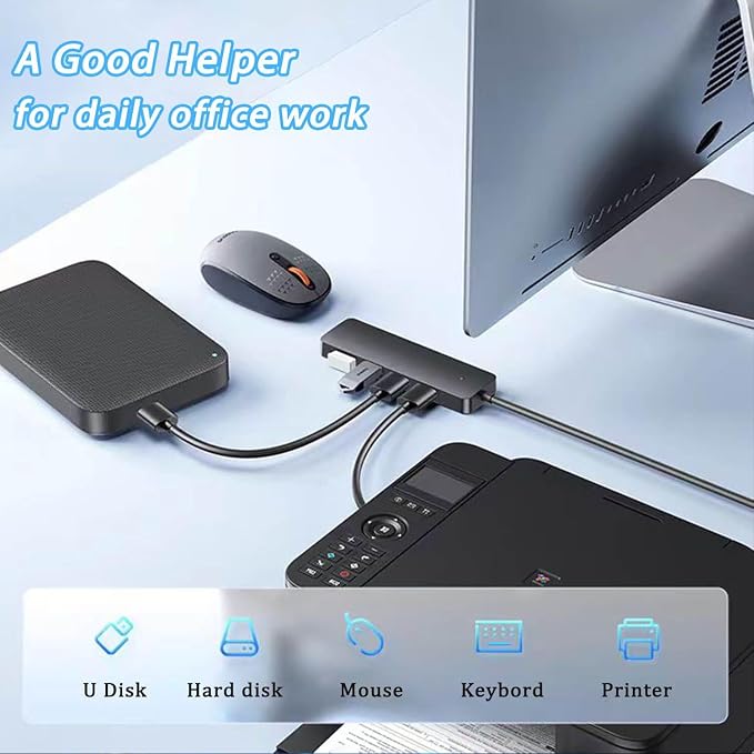 USB 3.0 Hub, VIENON USB Hub with 4 USB 3.0 Female Ports, USB Splitter USB Extender for PC, Laptop, Flash Drive, HDD, Console, Printer, Camera,Keyborad, Mouse-2ft