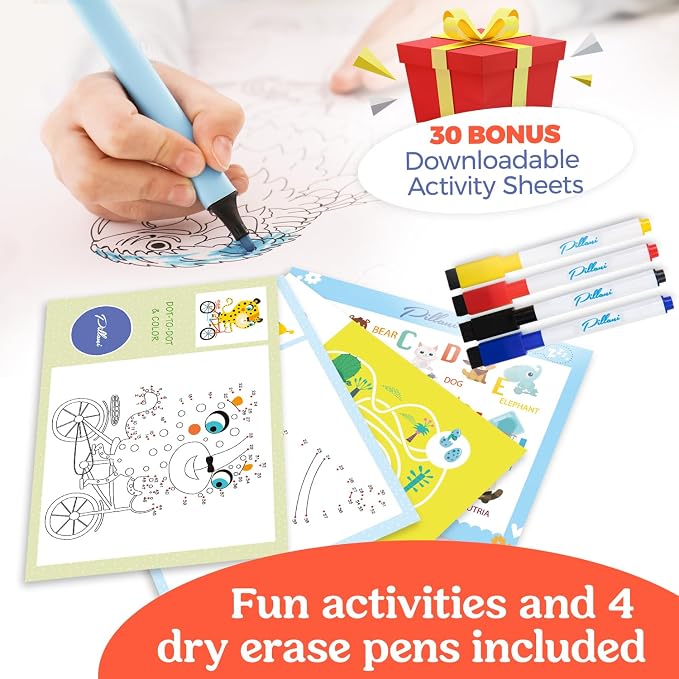 PILLANI Kids Travel Tray for Car - Road Trip Activities for Kids - Car Seat Tray for Kids Travel w/ Activity Sheets, Pens & Dry Erase Board - Toddler Road Trip Essentials & Car Accessories for Kids