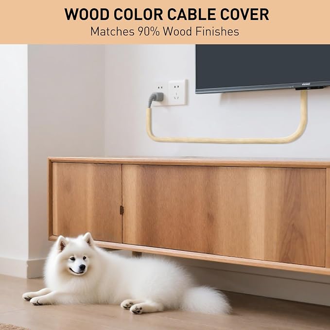 AGPTEK Cable Sleeve, 10ft - 4/5 inch Cable Management, Desk Cord Cover Organizer Wire Hider for Home Office Computer TV Wire Loom Tubing, Pet Proof Cord Protector from Cat Dog Chewing, Wood Color