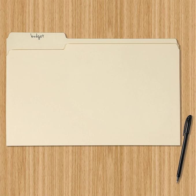Amazon Basics Sturdy Manila File Folders, 1/3 Tabs in Assorted Positions for Filing and Easy Labeling, Legal Size, 8.5 x 14 inch, 200-Pack