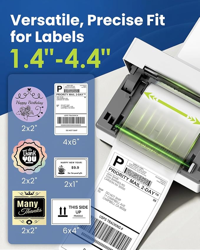 Labeer Bluetooth Thermal Shipping Label Printer with Label Holder, Wireless 4x6 Label Printer for Small Business, Compatible with iPhone, Android, Windows, Mac & Chromebook (White)