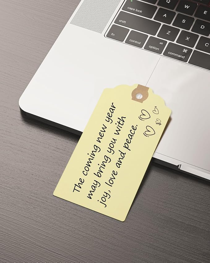 Uniclife 72 Pcs Blank Shipping Tags with Elastic String Attached Cardstock Paper Hang Tags with Reinforced Eyelet Large Marking Price Tag Inventory Label Tag, Beige (4.7" x 2 3/8")