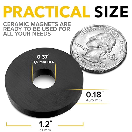 Heavy Duty Ring Magnets - Ultra Strong (1.2x0.18/30x4.5mm, 80 pcs) Magnets with Holes for DIY & Crafts - Space Organization Set for Home, Workshop, Refrigerator, Whiteboard, Office, Classroom
