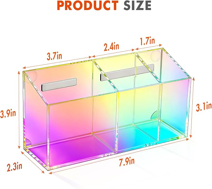 Magnetic Dry Erase Marker Holder, Acrylic Magnet Pen Holder for Whiteboard, Refrigerator, Magnetic Fridge Organizer for Office, Classroom, Whiteboard Maker Holder, Locker Organizer(Colorful)