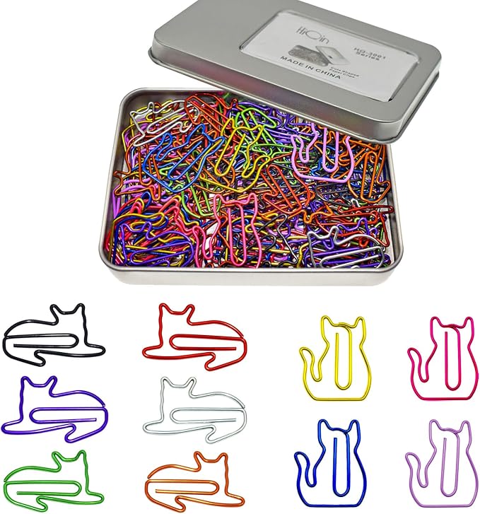 100 pcs Cat Paper Clips Cute Decorative Paperclips, Cat Lover Gifts for Women, Fun Office Supplies for Cat Lovers