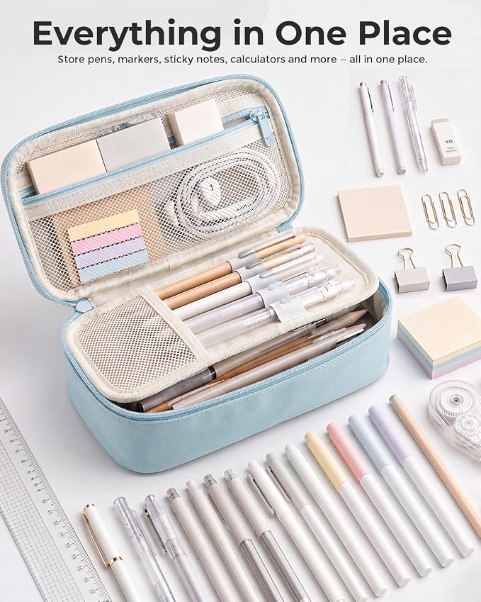 WEMATE Pencil Case, Large Storage Organizer, Makeup Bag, Teacher Must - have, Big Pencil Pouch, Marker Case for College