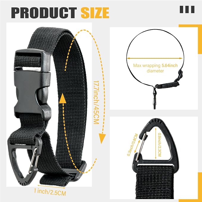 Heavy Duty Extension Cord Holder Organizer (16 Pack black) 17 Inch Adjustable Storage Straps with Triangle Clips Perfect for Garage Organization Workshop Storage and Men's Gadgets