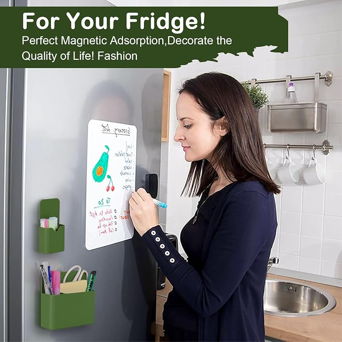 KITANIS Magnetic Pen Holder,2 Pack Magnetic Dry Erase Marker Holder with Generous Compartments,Strong Magnet Storage Marker Pen Pencil Organizer for Refrigerator,Whiteboard,Locker Accessories