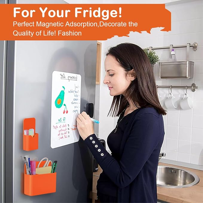 KITANIS Magnetic Pen Holder,2 Pack Magnetic Dry Erase Marker Holder with Generous Compartments,Strong Magnet Storage Marker Pen Pencil Organizer for Refrigerator,Whiteboard,Locker Accessories