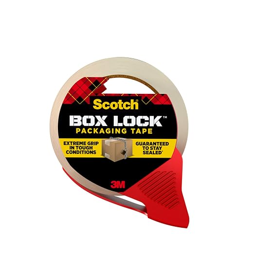 Scotch Box Lock Packaging Tape, 2 Rolls with 1 Refillable Dispenser, 1.88 in x 54.6 yd, Extreme Grip, Sticks Instantly to Any Box (Pack of 6)
