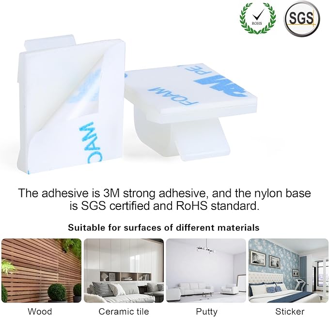 120PCS XHF Adhesive Cable Wire Clips White, Cable Staples Outdoor Cable Management Wire Organizer Cord Holder for Under Desk, Car, Wall, TV PC Ethernet Cable