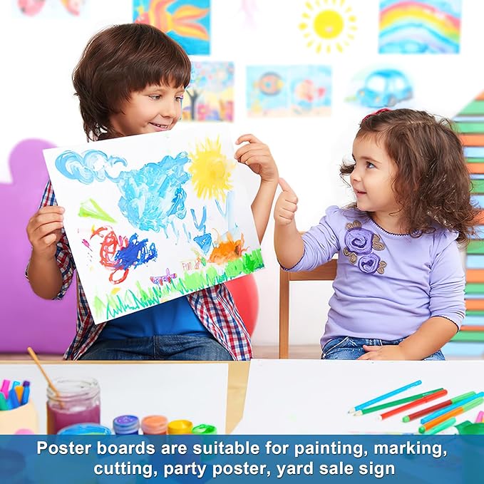 100 Pcs Poster Board White Poster Paper Bulk 11" x 14", ROOKEA 250Gsm Thickness Vision Boards Smart Poster Board for School Arts Craft Projects Presentations Drawing Scrapbooking Blank Graphic Display