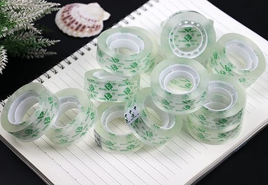 BOMEI PACK 48 Rolls Crystal Clear Transparent Tape, Stationery Tape Refills Rolls for Dispenser, 3/4 in x 900 in,1 inch Core, Gift Wrapping Clear Tape Bulk for Office, School and Home