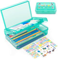 Double Layer Clear Hard Pencil Cases ,Plastic Personalized Pencil Box with Snap-Tight Lid for Pen, Pencils, School Office Supplies Marker Crayon Organizer Storage Box,Standard Size (Light Green)