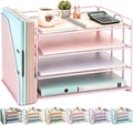 gianotter 4-Tier Paper Organizer With Magazine Holder, Desk Organizers and Accessories, Desk Accessories & Workspace Organizers, File Organizer for Office Supplies Storag (Pink, 4-Tier)