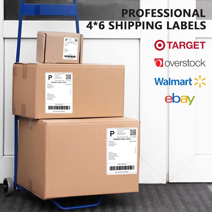 4"x6" Direct Thermal Shipping Labels, 220 Labels/Roll - Thermal Shipping Label Printer Paper Postage Mailing Labels Compatible with Rollo, MUNBYN Label Printer (4 Rolls)