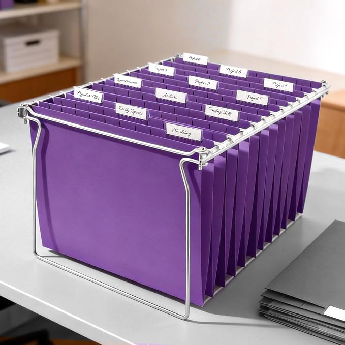 SUNEE 25 Pack Hanging File Folders, Purple Folders, Hanging File Folders Letter Size with 1/5-cut Tabs, Stay Organized for Your Home and Office Bulk File and Documents
