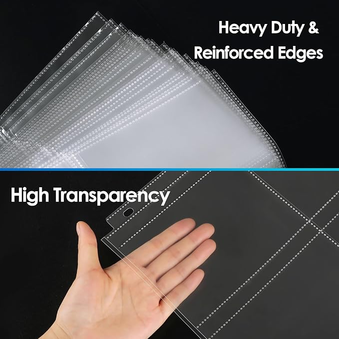MaxGear 60 Pack Photo Sleeves for 3 Ring Binder (480 Pictures), 3.5x5 in | Heavy-Duty Archival Page Protectors, 4-Pocket Clear Photo Album Refill Pages, Plastic Seed Packet Sleeves, Acid-Free