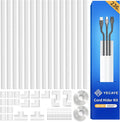 Yecaye TV Cord Hider, 236in Cord Cover, Large Cable Hider, Wire Covers for 4 Cords, Cable Raceway Wire Hider, Wire Hiders for TV on Wall, Cable Cover Cord Concealer, W1.18in H0.6in, White