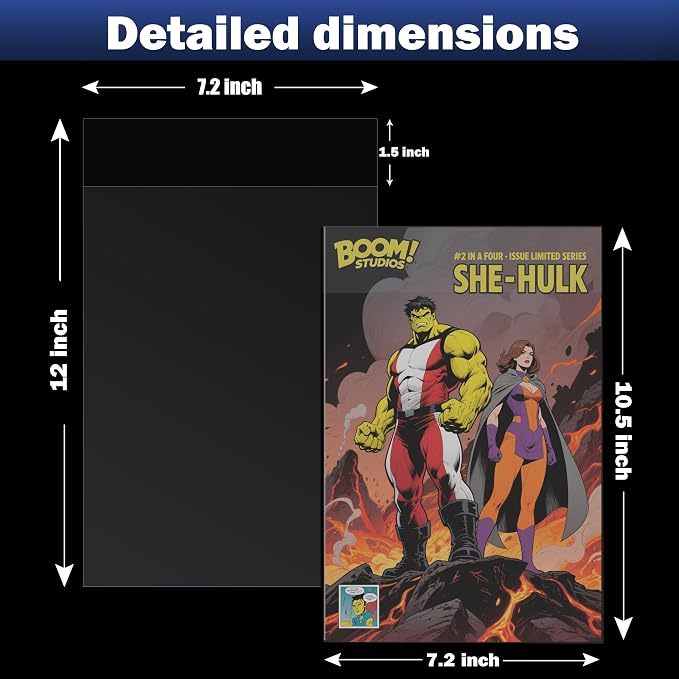 100ct Current Comic Book Bags Resealable,3.5 Mil Thick Comic Book Sleeves,Acid-Free Crystal Clear,7.2 X 10.5 inch,Archival Quality,Fits Standard Comic Book Storage