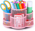 Topwey Pink Pen Holder for Desk, Rotating Pencil Holder, Cup Holder for Desk Office, Pen Organizer