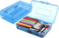 Pencil Box, Large Capacity Clear Pencil Case, 1 Pack Hard Pencil Case, Clear Crayon Box with Snap-tight Lid Stackable Design, Plastic Storage Box for Office Supplies, Blue