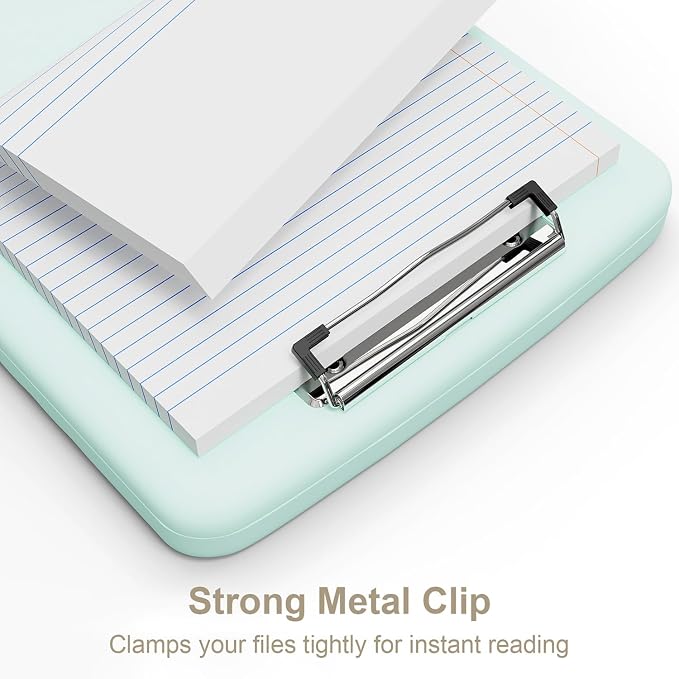 Piasoenc Clipboard with Storage, 8.5 x 11 Organization Box with Pen Holder and A4 Legal Paper Folder, Folio & Side-Opening, Low Profile Clip,for Nurses,Teachers, Size 14 x 9.6 x 1.2 in, Blue