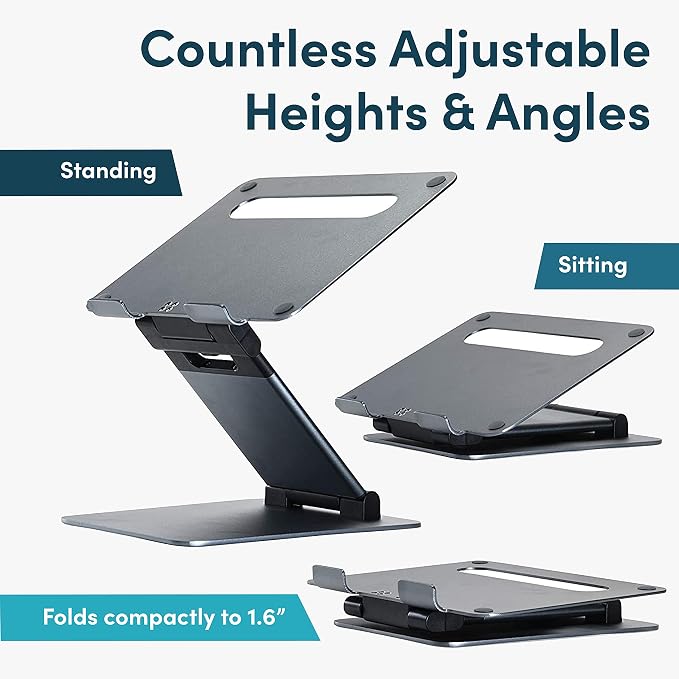 Lifelong Ergonomic Adjustable Laptop Stand for Desk, Extra Tall 20” Height Aluminum Laptop Riser, Portable Foldable Computer Stand, Fits 10-17” Laptops for Office Meetings, Teamwork & Desk Setup