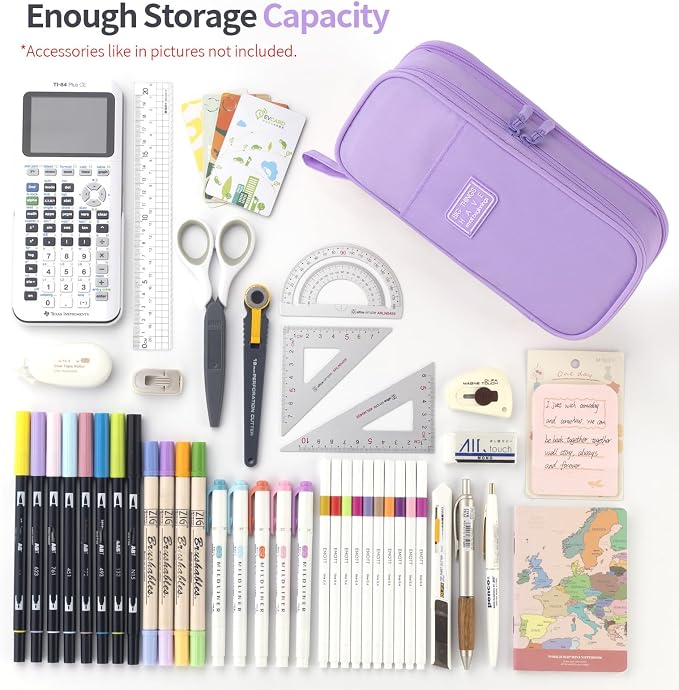 CICIMELON Large Pencil Case Big Storage Pen Pouch Bag with Compartment for School Supplies Office College Teen Boys Girls Adults, Upgraded Purple